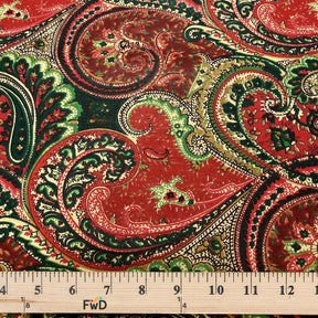 Paisley Red Print Broadcloth Fabric SV574757 2