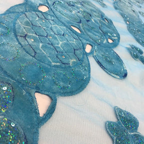 Turquoise Circle Embroidery Lace On Mesh Fabrics SV574103 3
