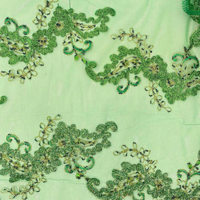 Kelly Green Metallic Daisy Ribbon On Tulle Fabric SV576727 1