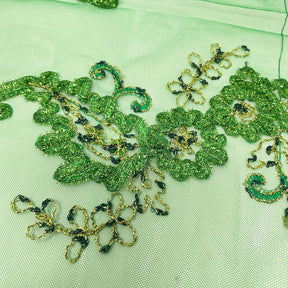 Kelly Green Metallic Daisy Ribbon On Tulle Fabric SV576727 2
