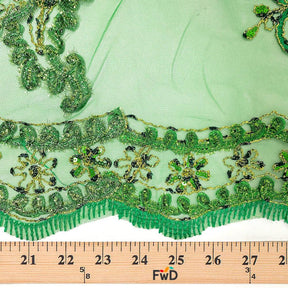 Kelly Green Metallic Daisy Ribbon On Tulle Fabric SV576727 3