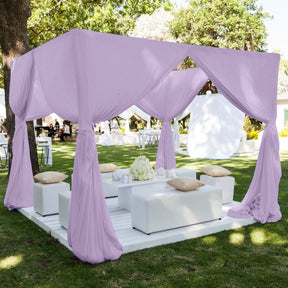 Polyester Chiffon Rod Pocket Curtains Lilac 3
