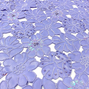 Lilac Matte Satin Corded Sequin Fabric SV576473 2