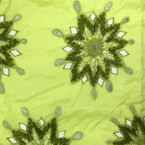 Double Layered Embroidery Pearl With Sequin On Organza Fabric SV576119 Lime Green 1