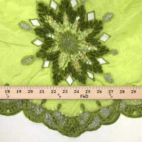 Double Layered Embroidery Pearl With Sequin On Organza Fabric SV576119 Lime Green 3