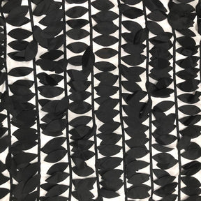 Mango Leaf Embroidery On Taffeta Fabric SV576222 Black On White 1