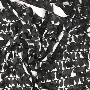 Mango Leaf Embroidery On Taffeta Fabric SV576222 Black On White 2
