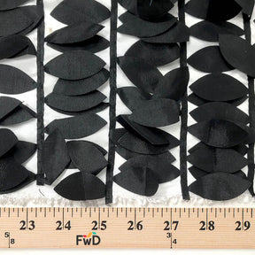Mango Leaf Embroidery On Taffeta Fabric SV576222 Black On White 3