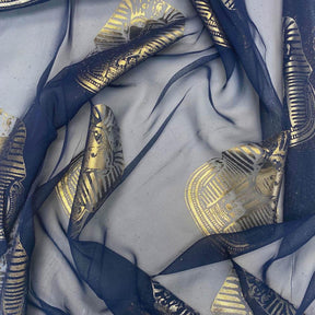 Metallic Foil Pharaoh Chiffon Fabric SV576904 Navy 2