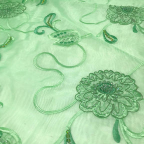 Mint Dahlia Organza Beaded Embroidered Lace Fabric SV576186 2