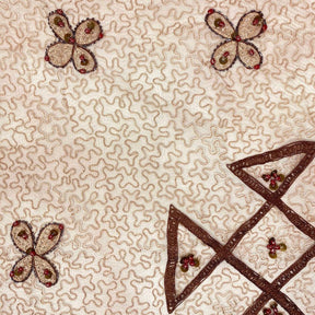 Mocha Abstract Embroidery Symbol On Crushed Organza Fabric SV576522 1