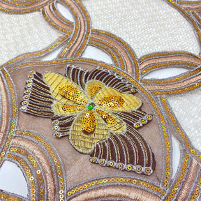 Mocha Butterfly Patch Chemical Lace Fabric SV576363 2
