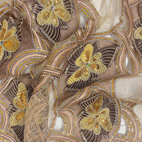 Mocha Butterfly Patch Chemical Lace Fabric SV576363 3