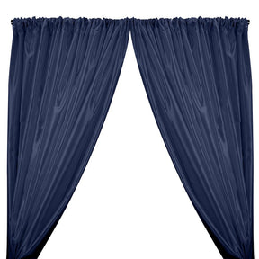 Charmeuse Satin Rod Pocket Curtains Navy Blue 1