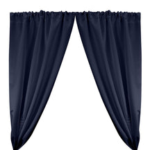 Matte Satin Peau De Soie Rod Pocket Curtains Navy Blue 1