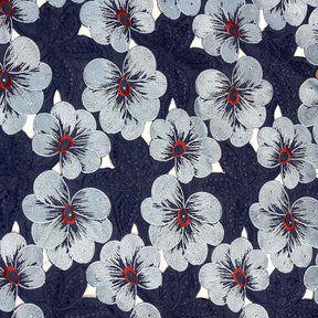 Navy Petunia Floral Rhinestone Organza Fabric SV576405 1