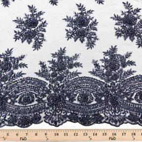 Viburnum Bridal Lace Beaded Fabric SV574789 Navy Blue 4
