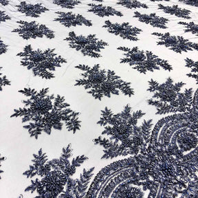 Viburnum Bridal Lace Beaded Fabric SV574789 Navy Blue 5