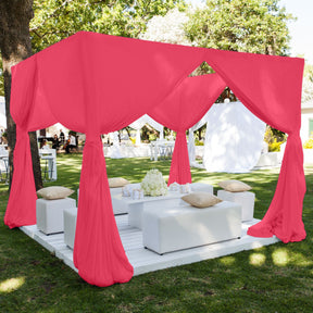 Polyester Chiffon Rod Pocket Curtains Neon Fuchsia 3