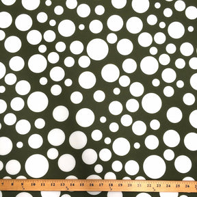 Polka Dot Neoprene Scuba Fabric SV570037 Olive And White 1