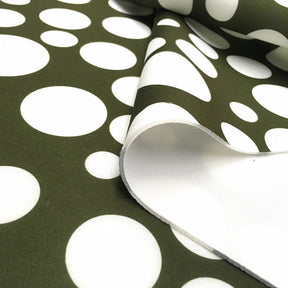 Polka Dot Neoprene Scuba Fabric SV570037 Olive And White 2