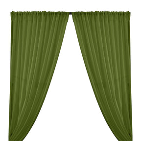 Cotton Voile Rod Pocket Curtains Olive 1