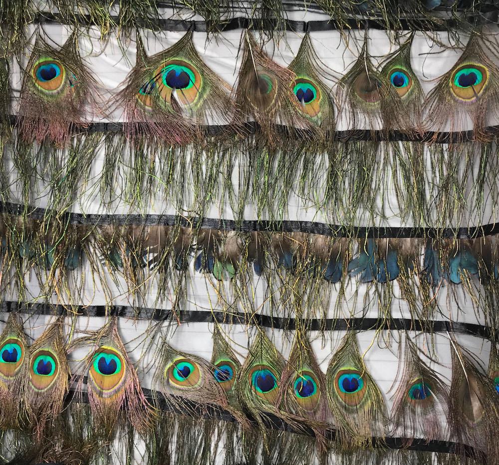 Peacock Feather Trim Layers On Poly Mesh SV576012 Black 1