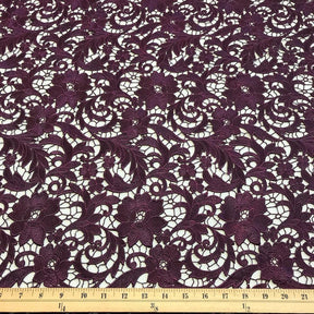 Lotus Guipure French Venice Lace Fabric SV574154 Plum 3