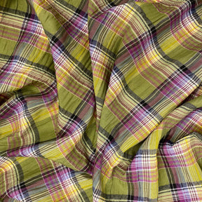 Polyester Metallic Plaid Fabric SV576711 Olive 2