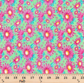 Mint Aster Print Broadcloth Fabric SV577127 3