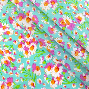 Mint Petunia Print Broadcloth Fabric SV577140 2