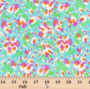 Mint Petunia Print Broadcloth Fabric SV577140 3