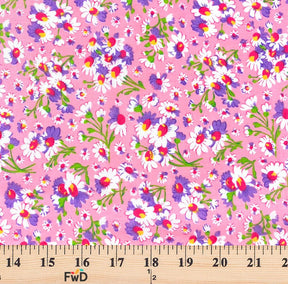Pink Petunia Print Broadcloth Fabric SV577141 3