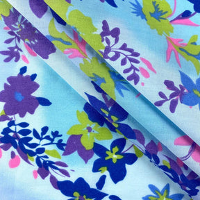 Blue Tie Dye Garden Print Broadcloth Fabric SV577131 2