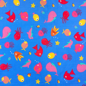 Blue Aquarium Print Broadcloth Fabric SV577122 1
