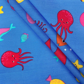 Blue Aquarium Print Broadcloth Fabric SV577122 2