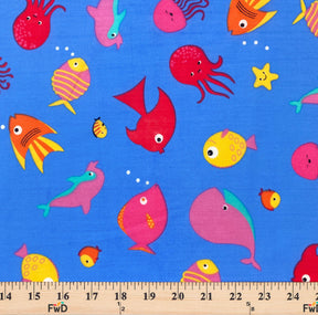 Blue Aquarium Print Broadcloth Fabric SV577122 3