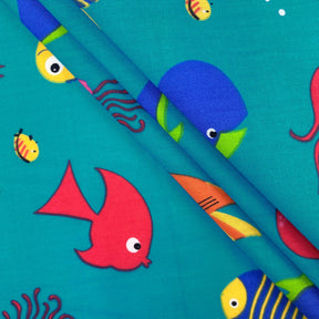 Turquoise Aquarium Print Broadcloth Fabric SV577123 2