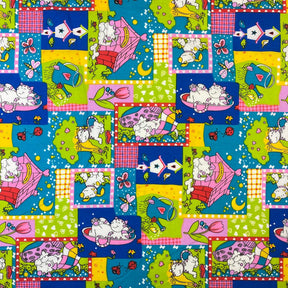Multi Color Dreamy Cats Dogs Print Broadcloth Fabric SV577125 1