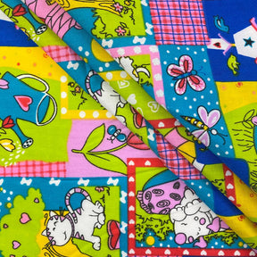 Multi Color Dreamy Cats Dogs Print Broadcloth Fabric SV577125 2