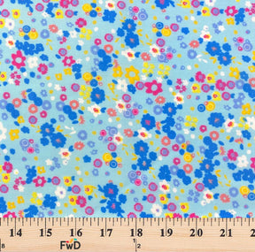 Blue Gladys Blossom Print Broadcloth Fabric SV577145 3