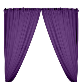 Sheer Voile Fire Retardant Rod Pocket Curtains Purple 1