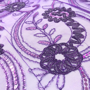 Purple Sparkle Sequins On Stretch Mesh SV576037 2