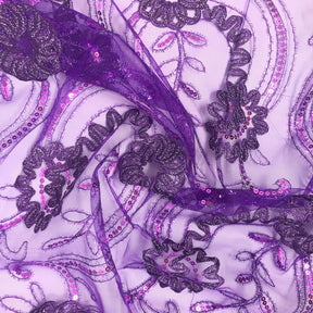 Purple Sparkle Sequins On Stretch Mesh SV576037 3