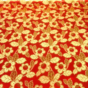 Daisy Metallic Brocade Fabric SV570769 Red / Gold 1