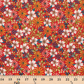 Hibiscus Crepe De Chine Print Fabric SV577790 Red 3