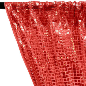 Hologram 8Mm Square Sequins Rod Pocket Curtains Red 3
