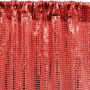 Hologram 8Mm Square Sequins Rod Pocket Curtains Red 2