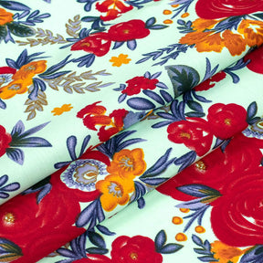 Rose Print Cotton Fabric SV577460 Blue/Red 2