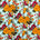 Rose Print Cotton Fabric SV577462 Blue/Orange 1
